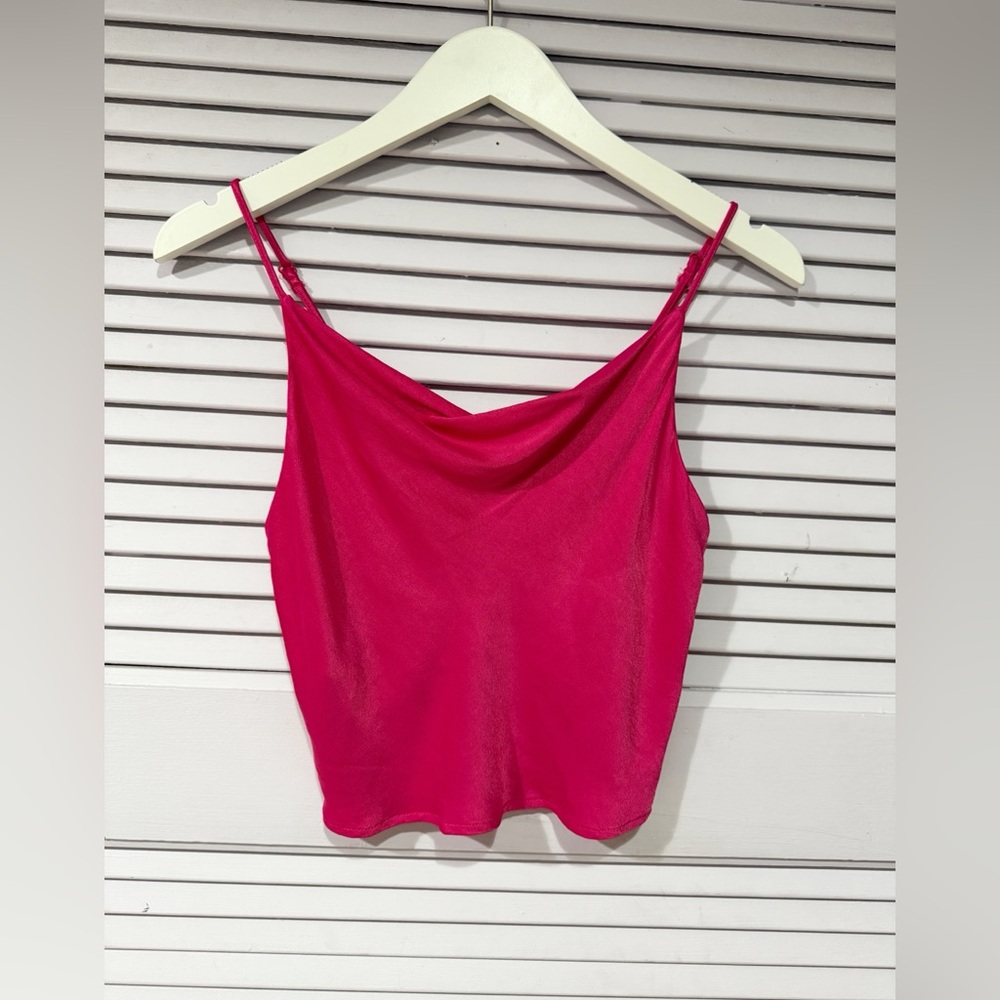 Zara Hot Pink Drapped tank Top Size Small